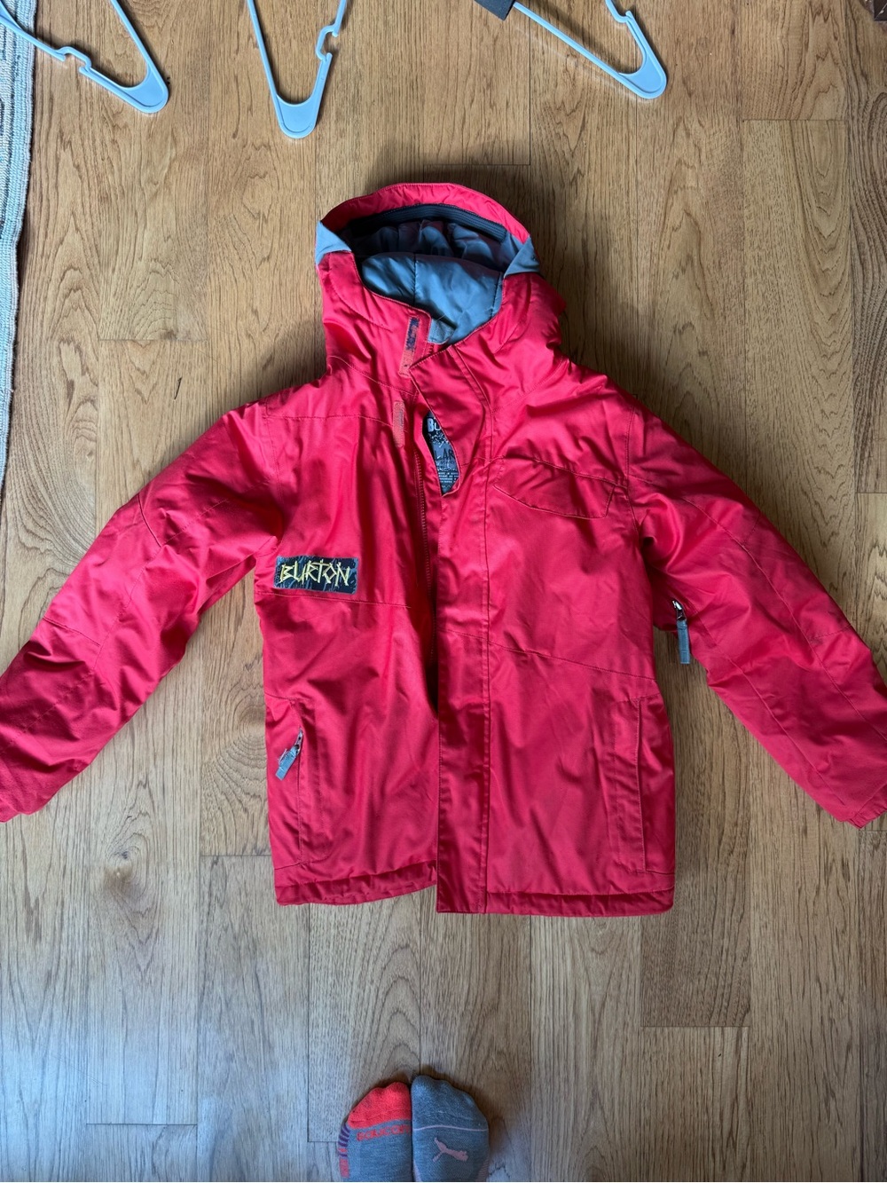 Burton Bright Red Kids Hooded Puffer Jacket